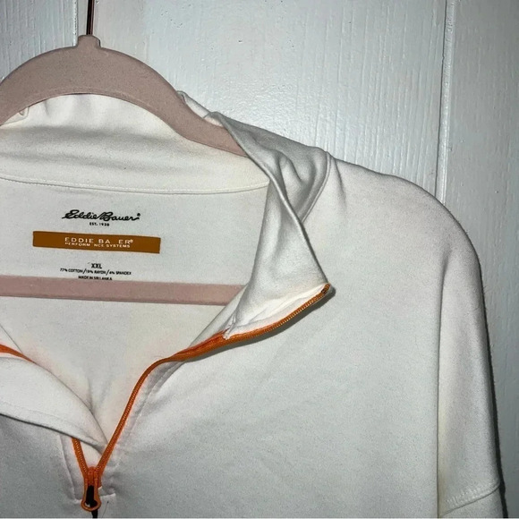 Mens Eddie Bauer 1/4 White Zip Up size XXL - Picture 2 of 4